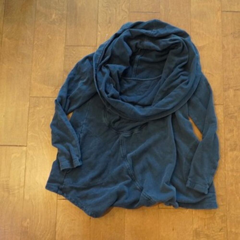 Prairie Underground 55% Hemp Cowl Neck Sweatshirt Size S Navy Blue Made Seattle